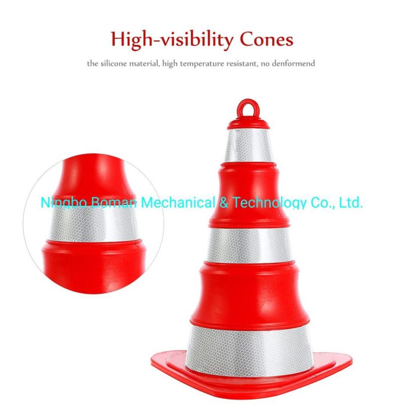 Foldable Rubber Roadway Facility Warning Traffic Reflective Cone Sign
