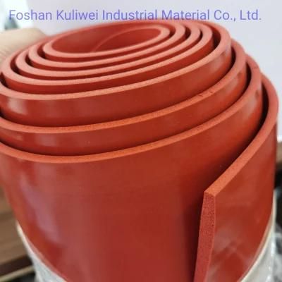 Customize Size Close Cell Red Silicone Sponge Stripe, Silicone Foam Stripe Backing Adhesive 3 M