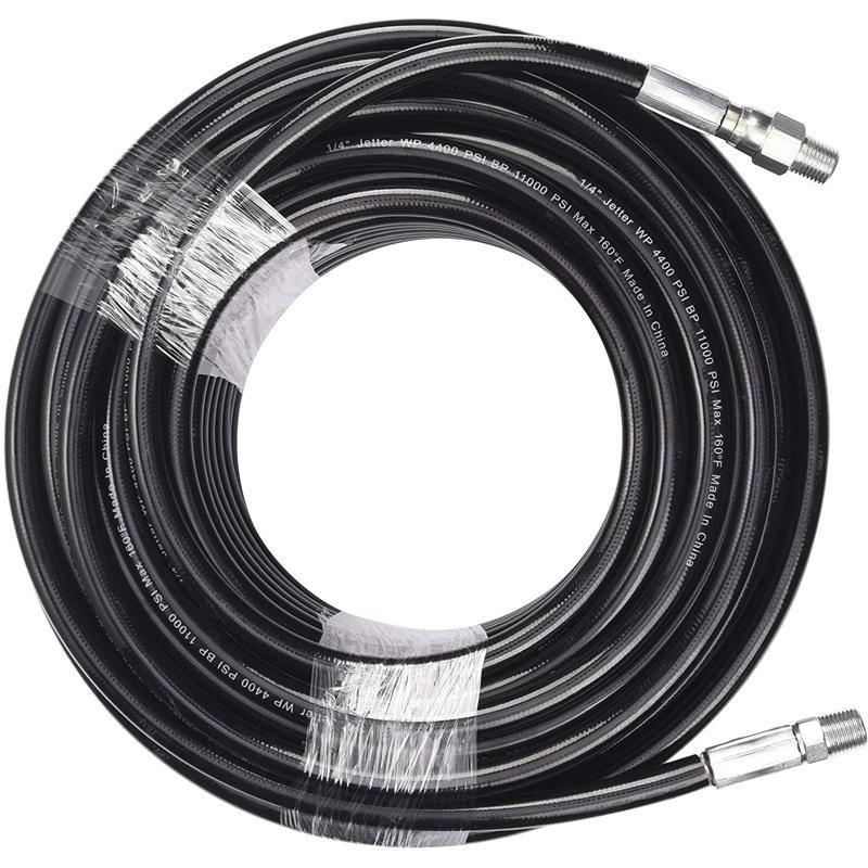 Sewer Jetter Kit for Pressure Washer, 1/4 Inch NPT, 100 Feet Hose, Button Nose and Rotating Sewer Jetting Nozzle