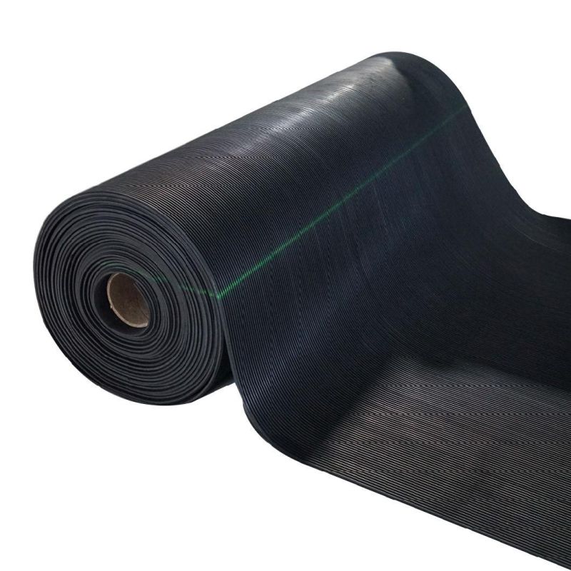 China Anti-Slip Waterproof Fine Ribbed Rubber Sheet Flooring Corrugated Rubber Matting Rubber Floor