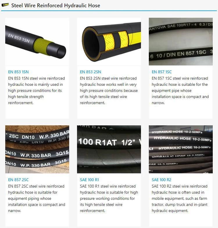Top Factory Super Long Service Life Industrial High Pressure Hydraulic Braided Rubber Hose Water Oil Air Flexible Steel Rubber Hose