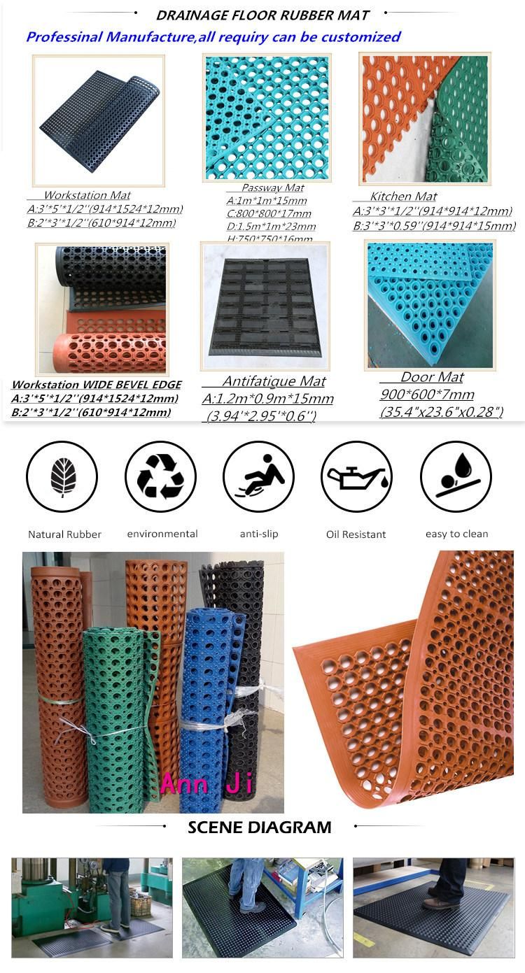 Wholesale Waterproof Drainage Bathroom Kitchen Rubber Flooring Door Mats