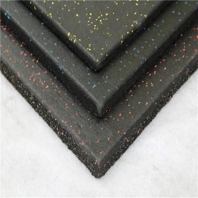Non-Toxic Bevelled Edge Shock-Absorbent Standard 1m X 1m X 15mm Rubber Gym Flooring