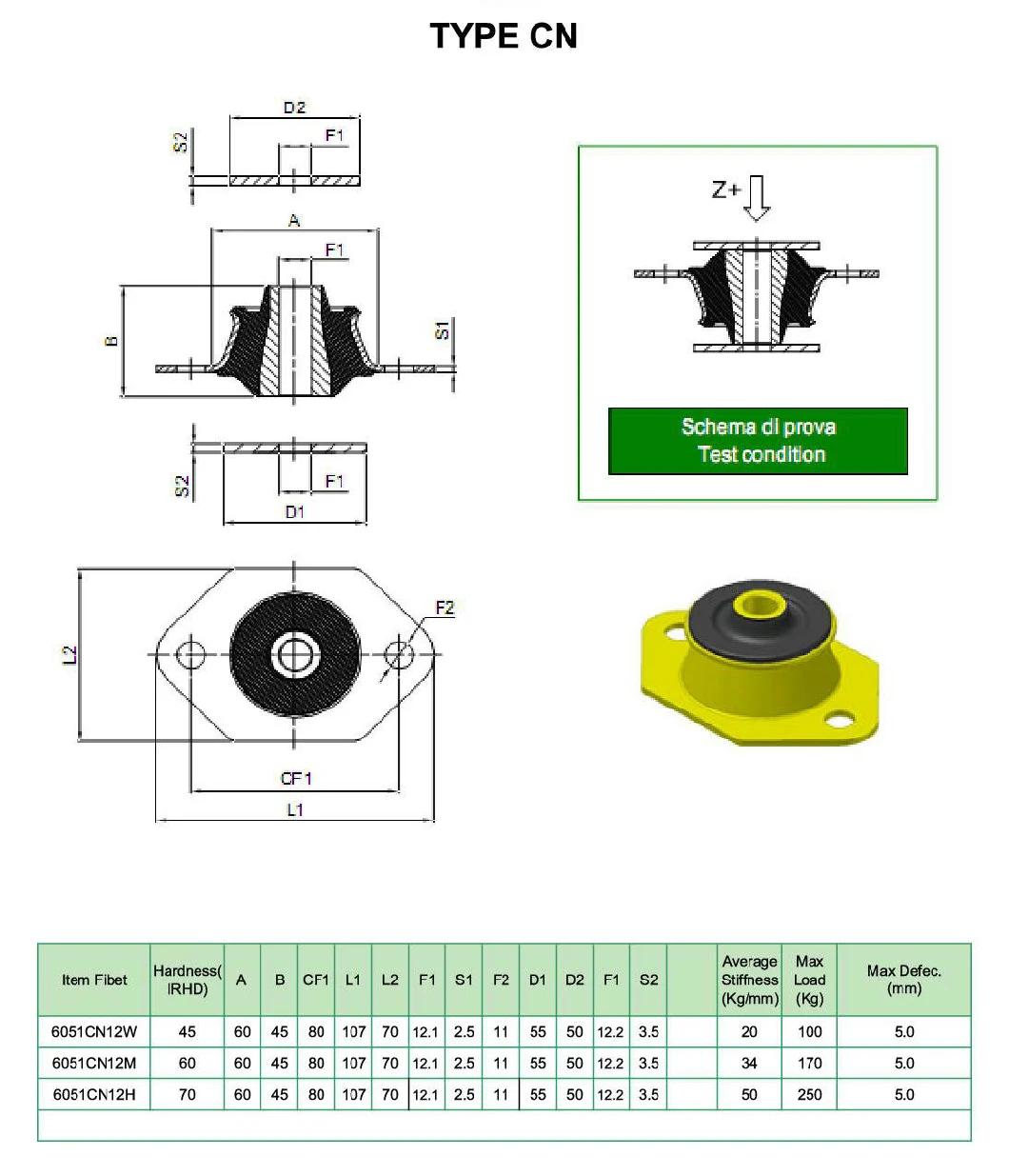 Cn Rubber Mounting, Shock Absorber with 50-70 Shore a
