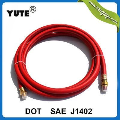 R455144 12FT Red Rubber DOT Air Brake Hose, 3/8 Inch ID with 1/2 Inch NPT Fittings