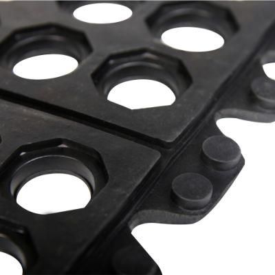 Black Red Colour Rubber Non Slip Interlocking Drainage Mat for Kitchen