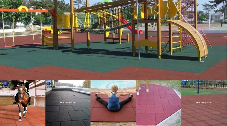 Recycle Material SBR Granules Rubber Outdoor Red Garden Flooring with Pin