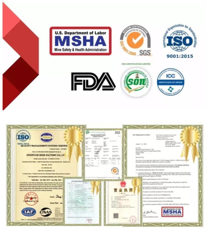 ISO Msha Low Pressure Flexible Rubber Hydraulic Hose SAE 100 R3