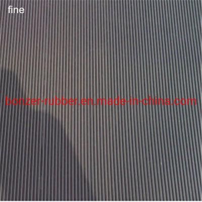 China Factory 3-12 mm Industrial Fine Ribbed Rubber Floor / Corrugated Rubber Sheet