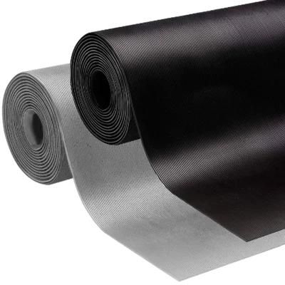 Customized Size Black Comfortable Synthetic Fine Ribbed Rubber Floor Mat