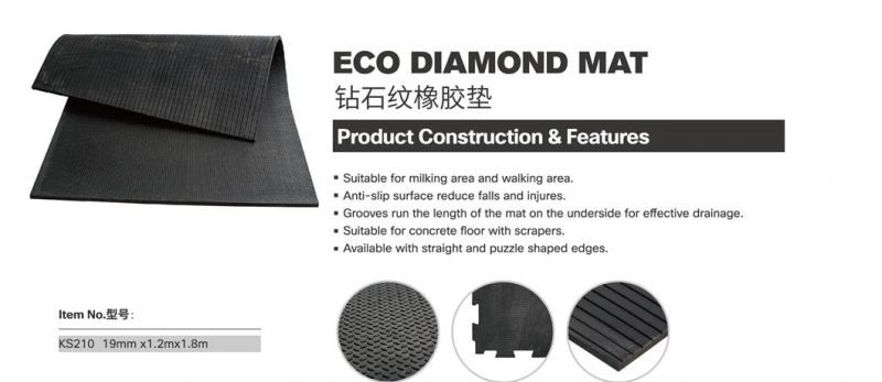 3/4inch Thick Solid Livestock Cow Horse Mat Floor with Diamond Pattern