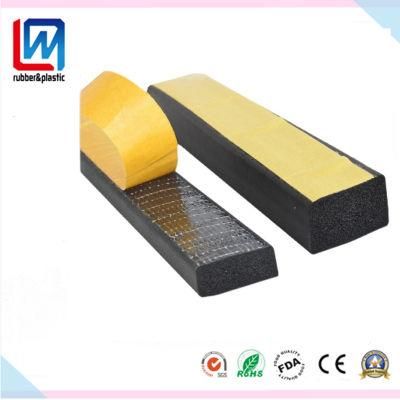 Flat, D Type EPDM Sponge/Foam Rubber Sealing Strip with Self Adhesive Tape for Cabinet