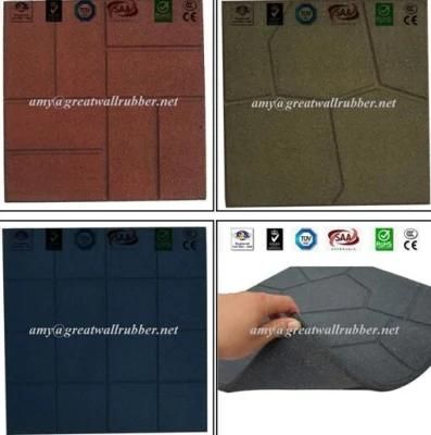 Public Sidewalk Rubber Paver Tile / Outdoor Playground Rubber Floor Mat