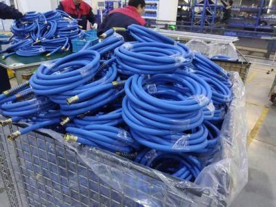 12FT Blue Rubber DOT Air Brake Lines 3/8 Inch ID with 1/2 Inch NPT Fittings