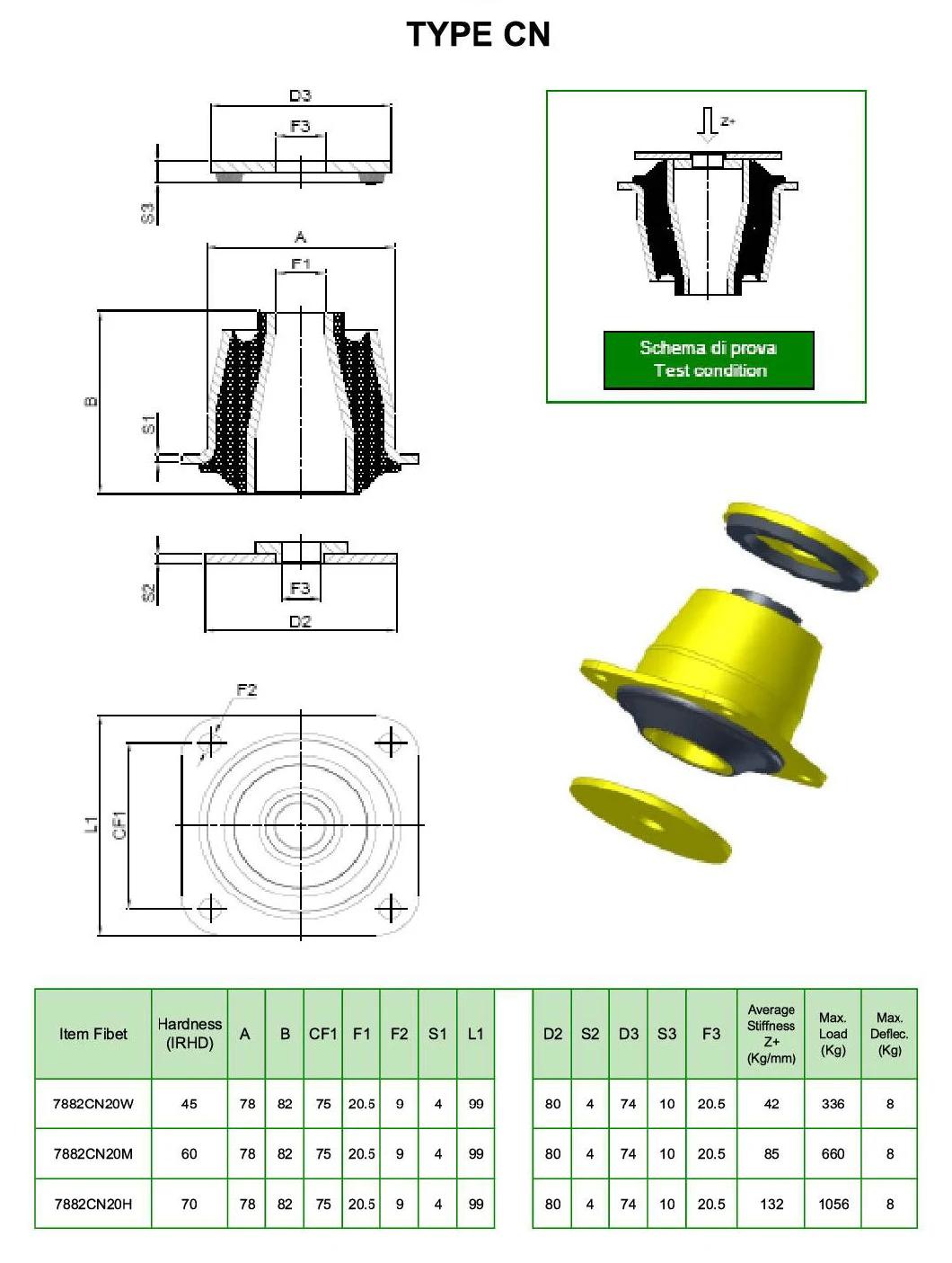 Cn Rubber Mounting, Shock Absorber with 50-70 Shore a