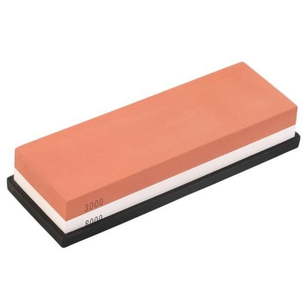 Orange-White 30008000 Mesh Double-Sided Sharpening Stone 18 X 6 X 3 Cm with Black Silicone Base