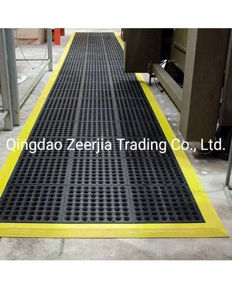 Anti Slip Rubber Moulded Interlocking Door Mats with Holes 3X3FT