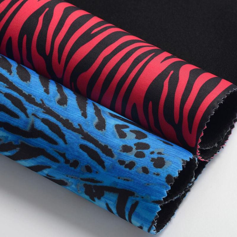 Eco Friendly Leopard Pattern Digital Printing Polyester Spandex Fabric Neoprene Rubber Material