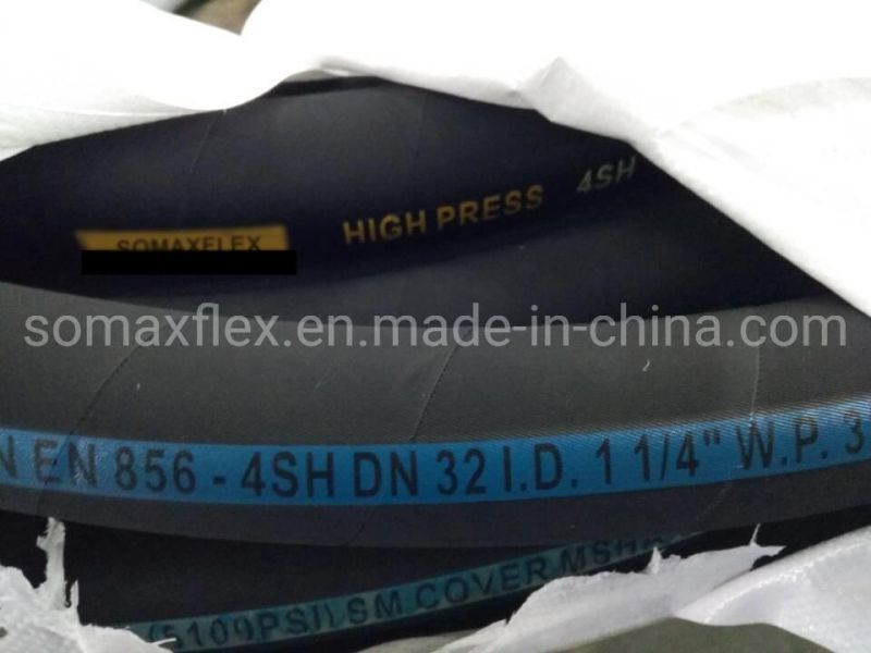 3/8-2 Inch SAE100 R12/4sp/4sh 400K Impluse Cycles High Pressure Spiral Reinforced Rubber Hydraulic Hose with Fitting