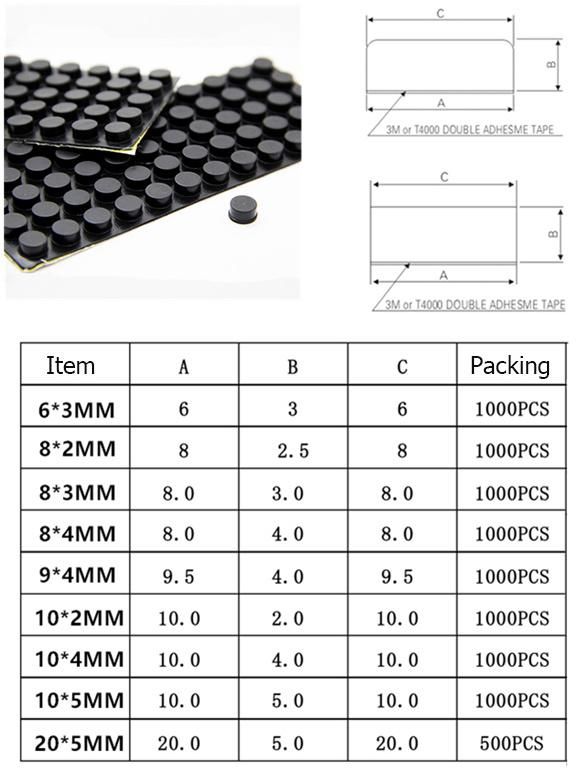 Self Adhesive Rubber Foot Pads for Furniture/Non-Slip Furniture Mats/3m Self-Adhesive Shockproof Rubber Bumper