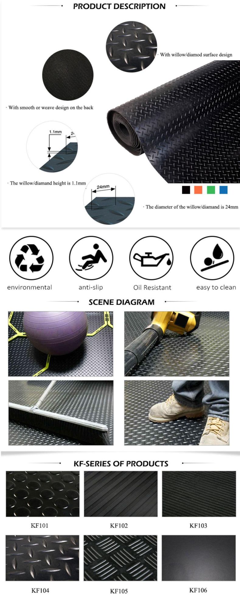 Diamond Plate Willow Leaf Rubber Sheet