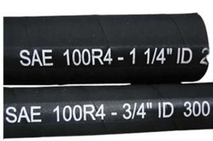SAE 100 R4 Industrial High Pressure Textile Reinforced Hydraulic Rubber Hose with Braided Textile and Helix Steel Wire Reinforce