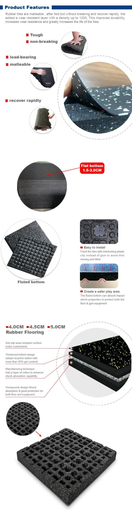Non-Toxic Fitness Gym Rubber Floor Mat Weight Lifting Floor