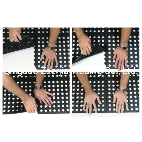 Anti Slip Rubber Moulded Interlocking Door Mats with Holes 3X3FT