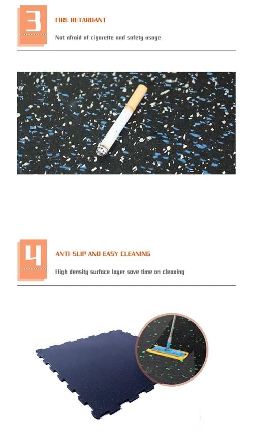 1mx1m Anti-Slip No-Toxic EPDM Dotted Colorful Interlock Gym Rubber Flooring Mat