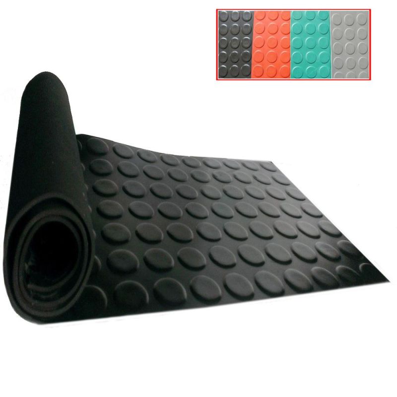 Round Button Rubber Sheet, Stud Rubber Sheet for Flooring Rolls with Red, Black Color