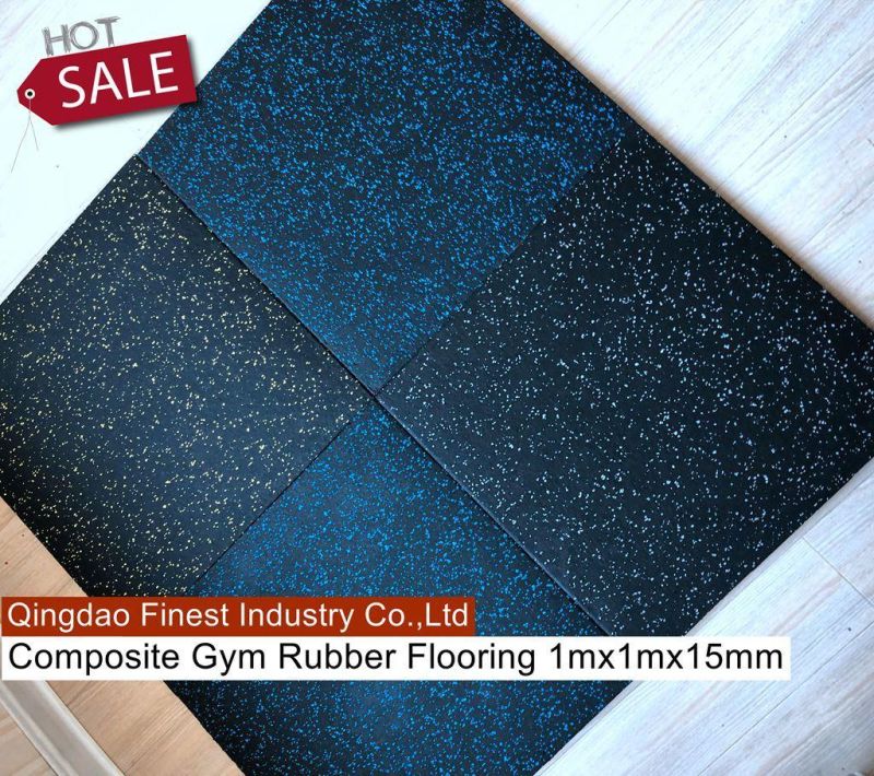 1000X1000X15mm Hot Sale New Style Gym Composite Rubber Flooring Tiles for Fitness Center