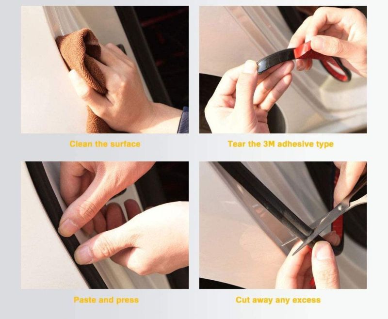 Rubber Car Auto Door Seal Weather Stripping Self-Adhesive Hollow Sealing Strip for Noise Insulation