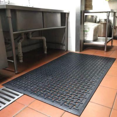 Wet Area Rubber Anti Slip Anti Fatigue Hole Ramp Flooring Grease Resistant Mat Size 3*5 on Sale