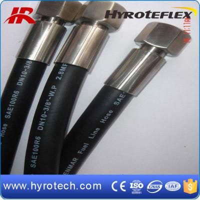 Oil Resistant Flexible One Fiber Braided Low Pressure Rubber Hydraulic Hose SAE100r6