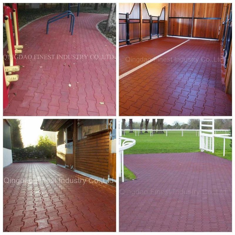 2018 Hot Sale Dog-Bone Shape Rubber Paver Rubber Tile for Outdoor Walkway/ Park /Garden/ Horse Stable