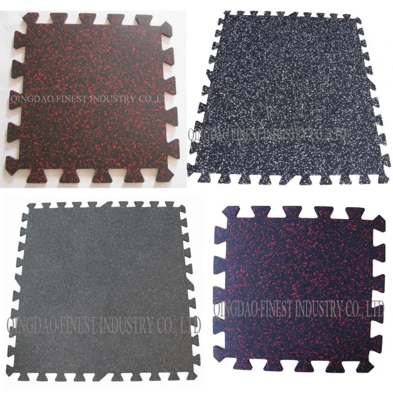 500X500X8mm Crossfit Reduce Shock Gym Rubber Flooring Interlocking Rubber Tile