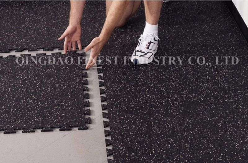 Gym Flooring 20" X20" Acoustic Underlayer Interlocking Gym Rubber Tile