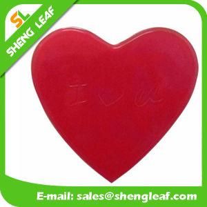 Red Background Heart Shape Logo Rubber Soft PVC Mat (SLF-AP010)
