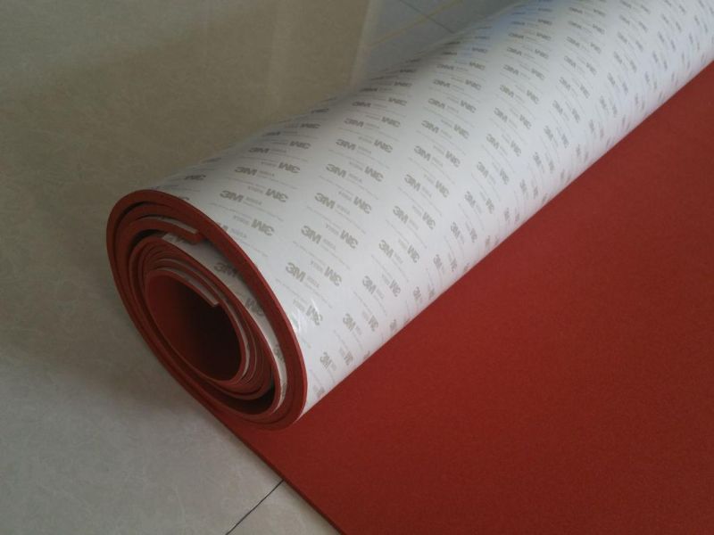 Red Color Silicone Sponge Rubber Sheet, Silicone Foam Rubber Sheet with 3m Glue Adhesive