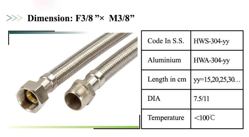F1/2" Plus F3/8" Wire Braided Hose