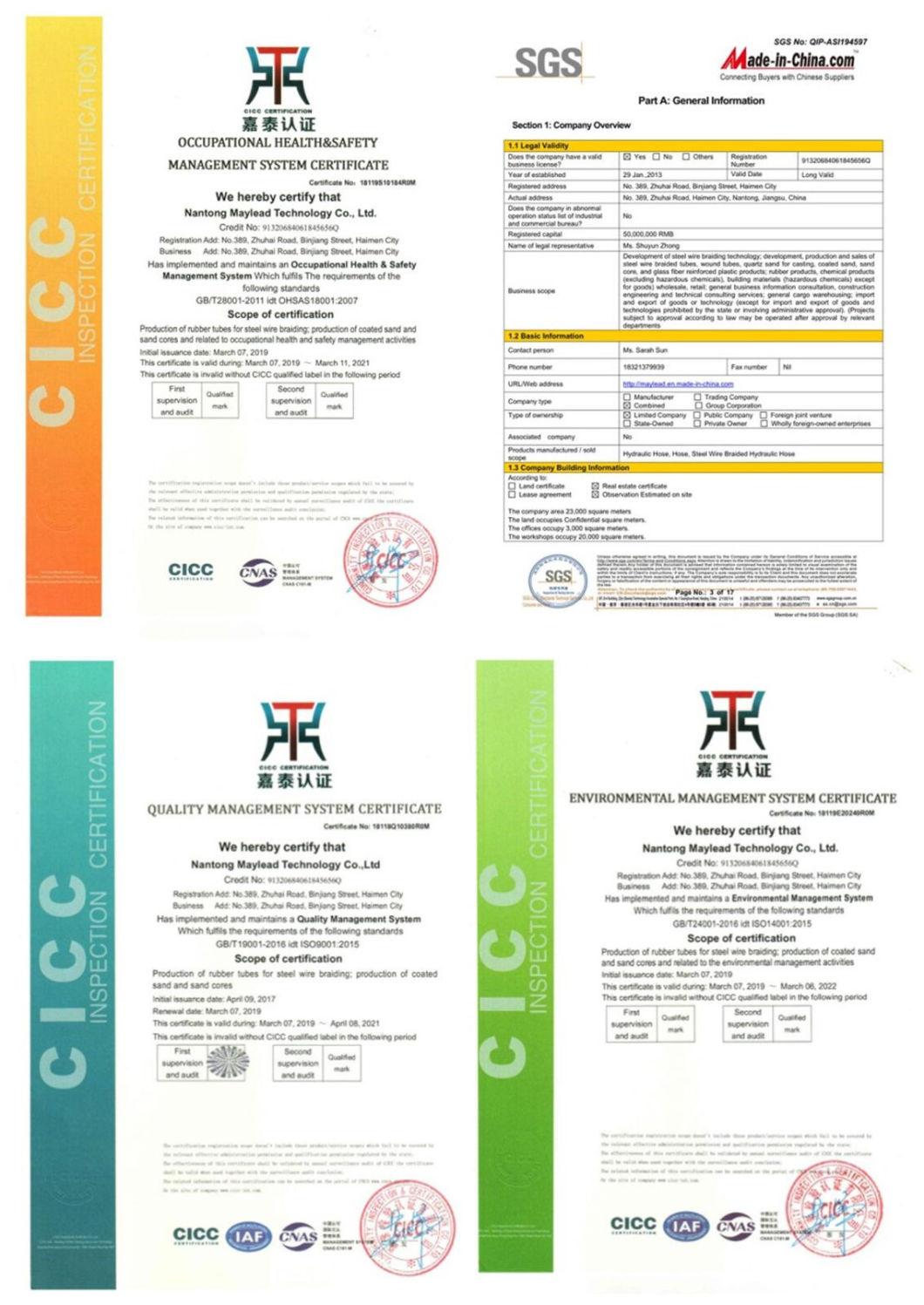 Chinese Supplier 3/16 to 2 Inch 1 Wire Hydraulic Rubber Hose