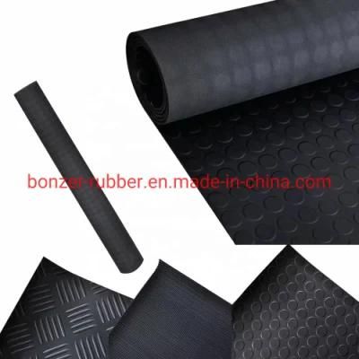 3mm 5mm Waterproof Anti-Slip Coin/Diamond/ Orange Peel/Wide/Fine Ribbed Pattern Rubber Flooring Mat Sheet