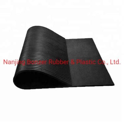China Anti-Slip Waterproof Fine Ribbed Rubber Sheet Flooring Corrugated Rubber Matting Rubber Floor