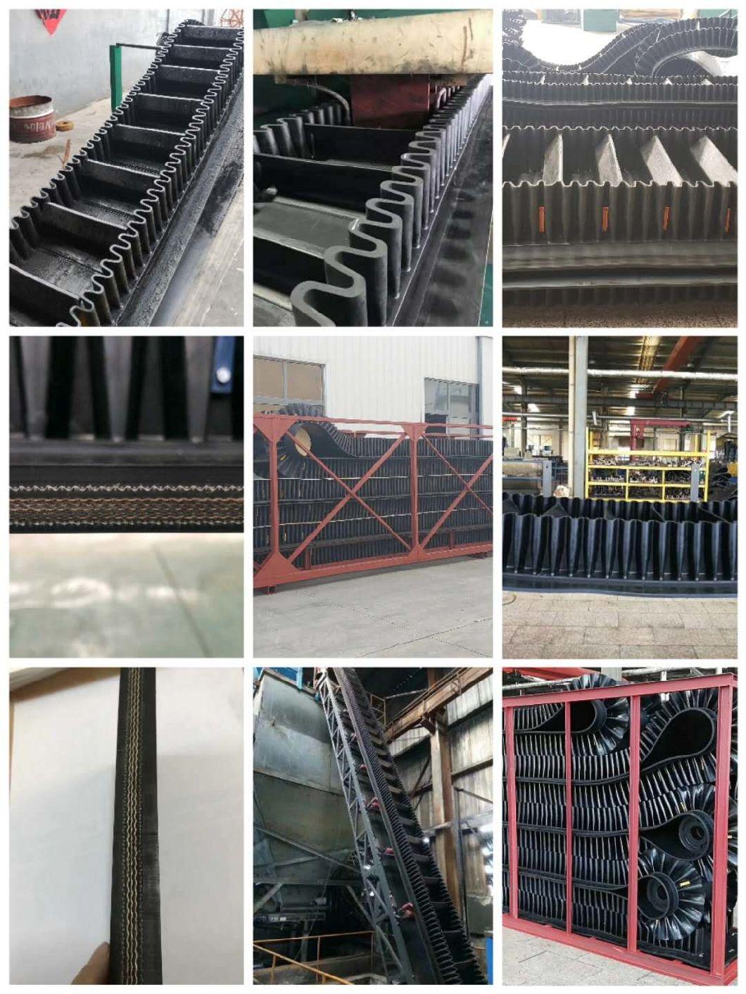 Steel Reinforced Steep Inclined Rubber Conveyor Belting with Sidewall for Indin Power Plants