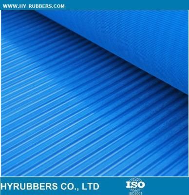 Green Anti-Slip Wide &amp; Fine Ribbed Rubber Sheet