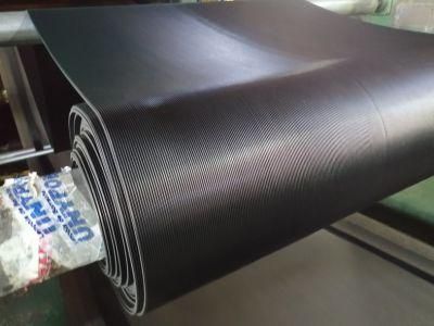 Black 3-8mm Anti Slip Corrugated Fine Ribbed Rubber Floor Mat