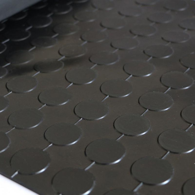 Round Button Rubber Sheet, Stud Rubber Sheet for Flooring Rolls with Red, Black Color
