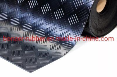 China Non-Slip Waterproof 5 Bars Checker Industrial Rubber Mat Flooring Sheet