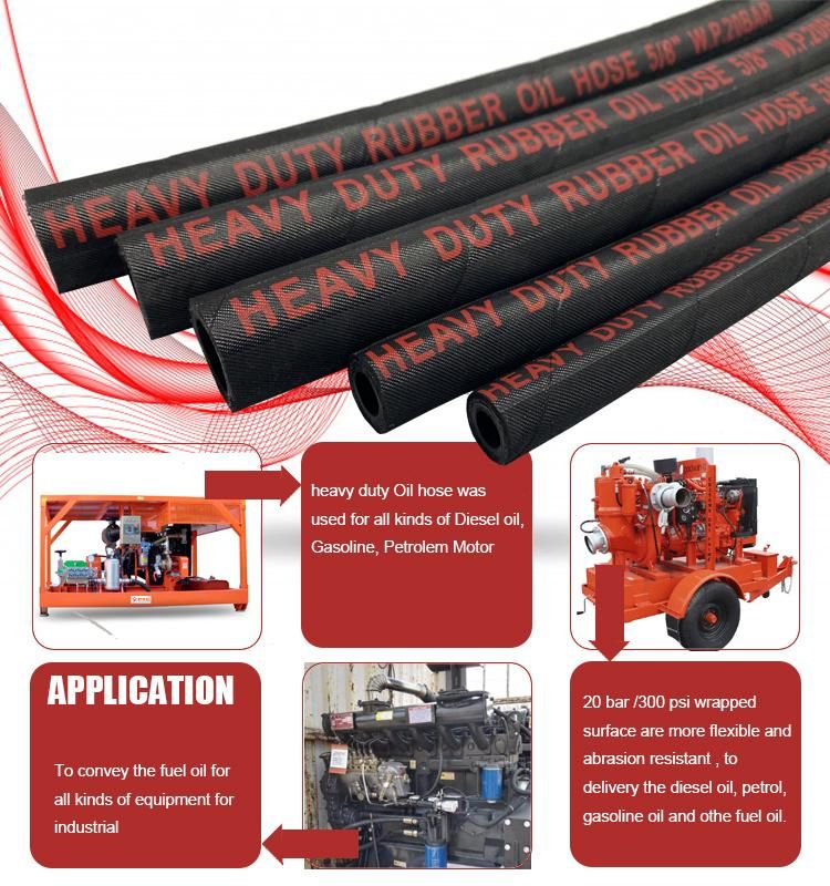 Flexible Rubber Black Oil Hose Corrosion Resistant Wrapped Cover Industrial Rubber Hose