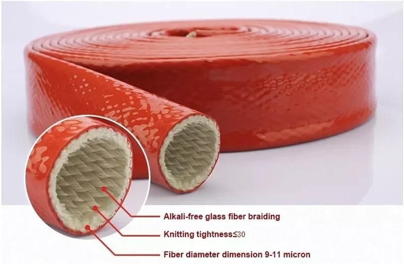 Alkali-Free Fiberglass Braiding Silicone Fire Resistant Protection Sleeve for Hydraulic Hose